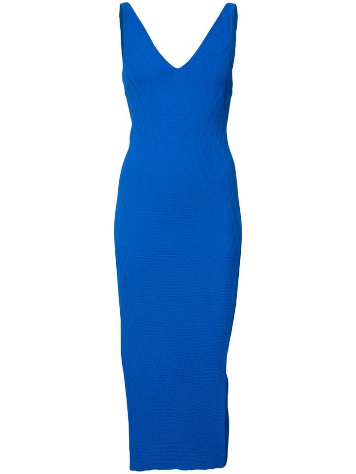 Jay Godfrey - Sleeveless V-neck Dress - Women - Polyester/viscose - S, Blue, Polyester/viscose