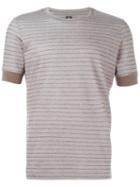 Eleventy Striped T-shirt, Men's, Size: Xxl, Brown, Cotton