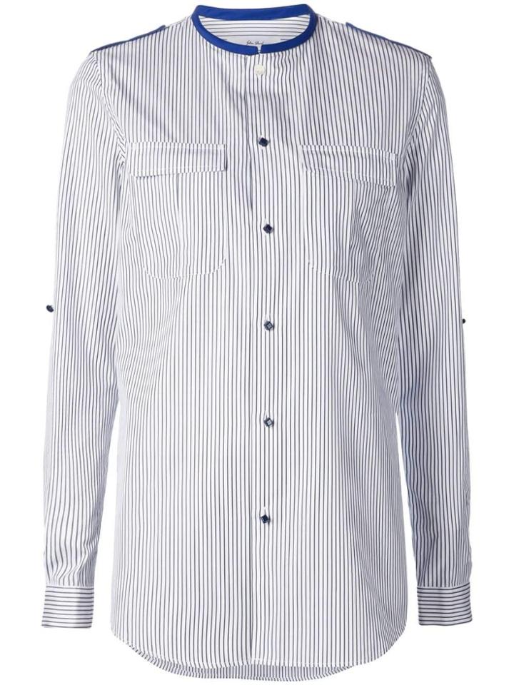 Julien David Striped Epaulettes Shirt - Blue