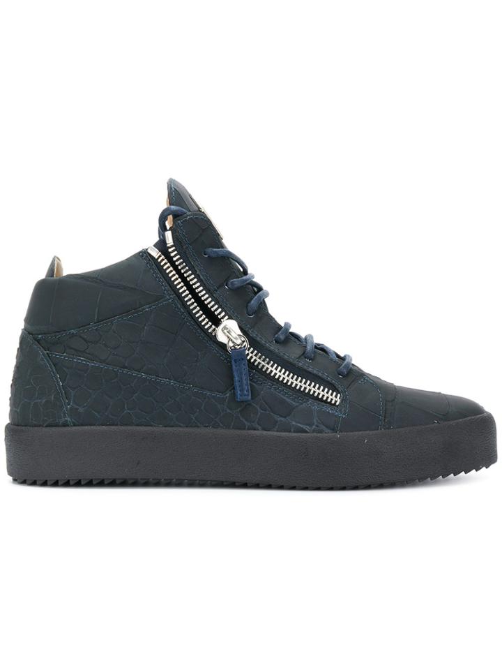 Giuseppe Zanotti Design Kriss Crocodile Embossed Sneakers - Blue