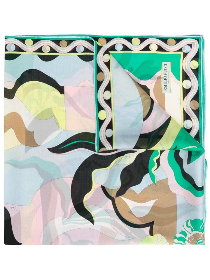 Emilio Pucci Vallauris Print Silk-twill Scarf - Green