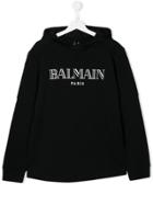 Balmain Kids Logo Print Hoodie - Black