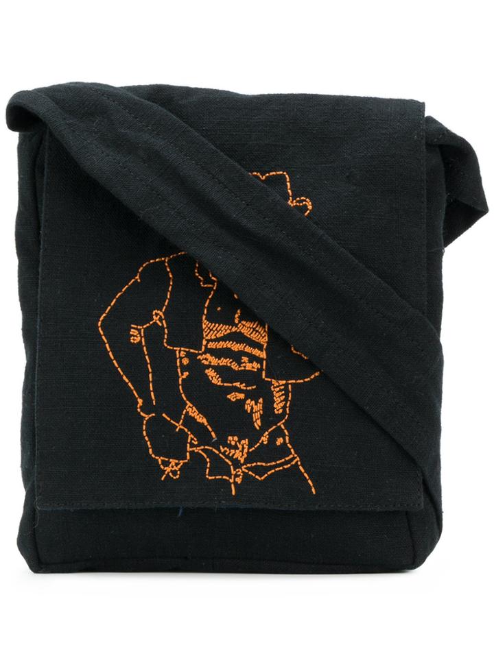 Bernhard Willhelm Embroidered Shoulder Bag - Black