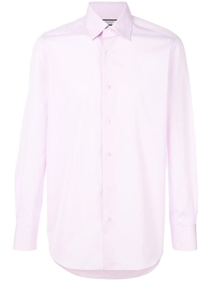 Fashion Clinic Timeless Curved Hem Shirt - Pink & Purple