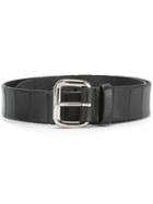 Orciani Textured Stripe Buckle Belt, Men's, Size: 105, Black, Leather