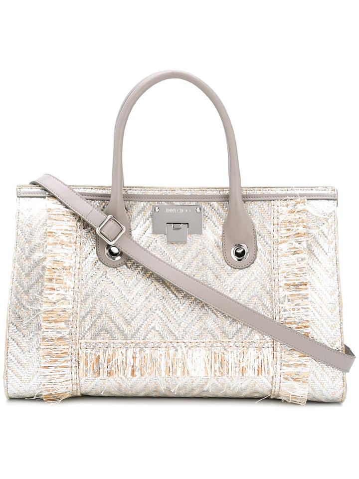 Jimmy Choo - Riley Tote Bag - Women - Raffia/leather - One Size, Women's, Nude/neutrals, Raffia/leather