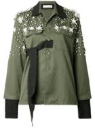 Night Market Embellished Military Shirt Jacket - Green