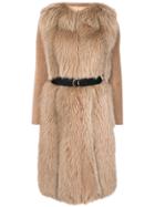 Blancha Belted Long Coat - Nude & Neutrals