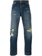 Ami Alexandre Mattiussi Distressed Carrot Fit Jeans, Men's, Size: 32, Blue, Cotton
