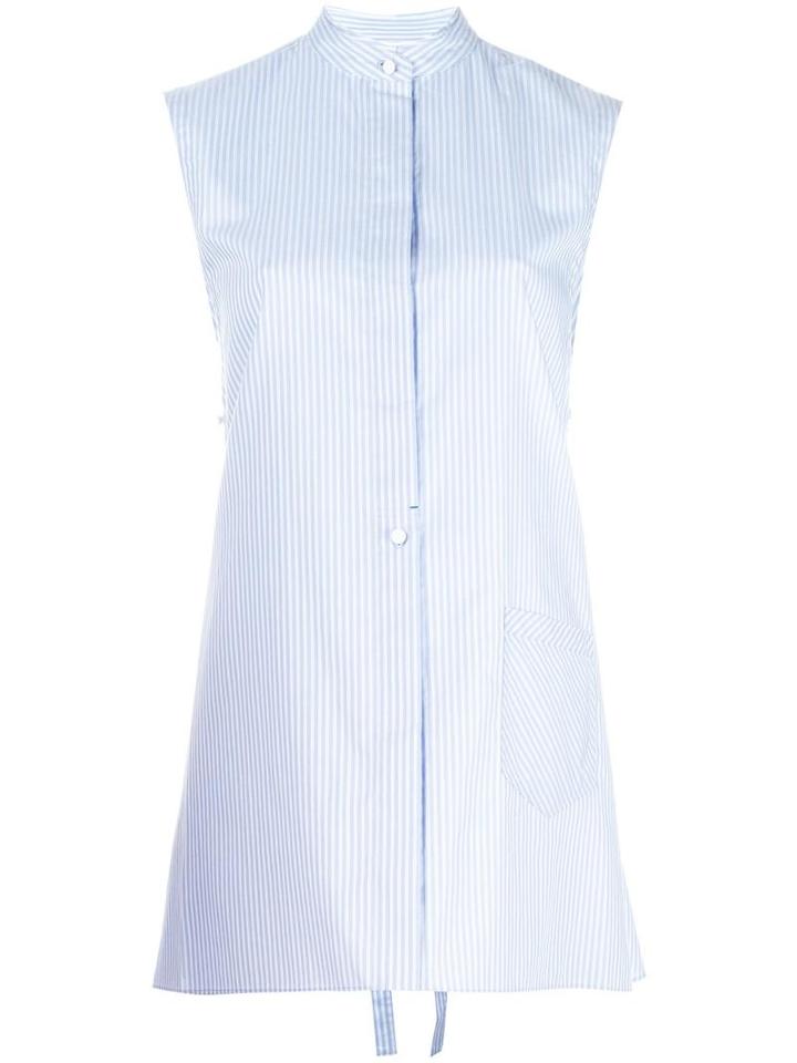 Helmut Lang Striped Apron Shirt, Women's, Size: Small, Blue, Cotton