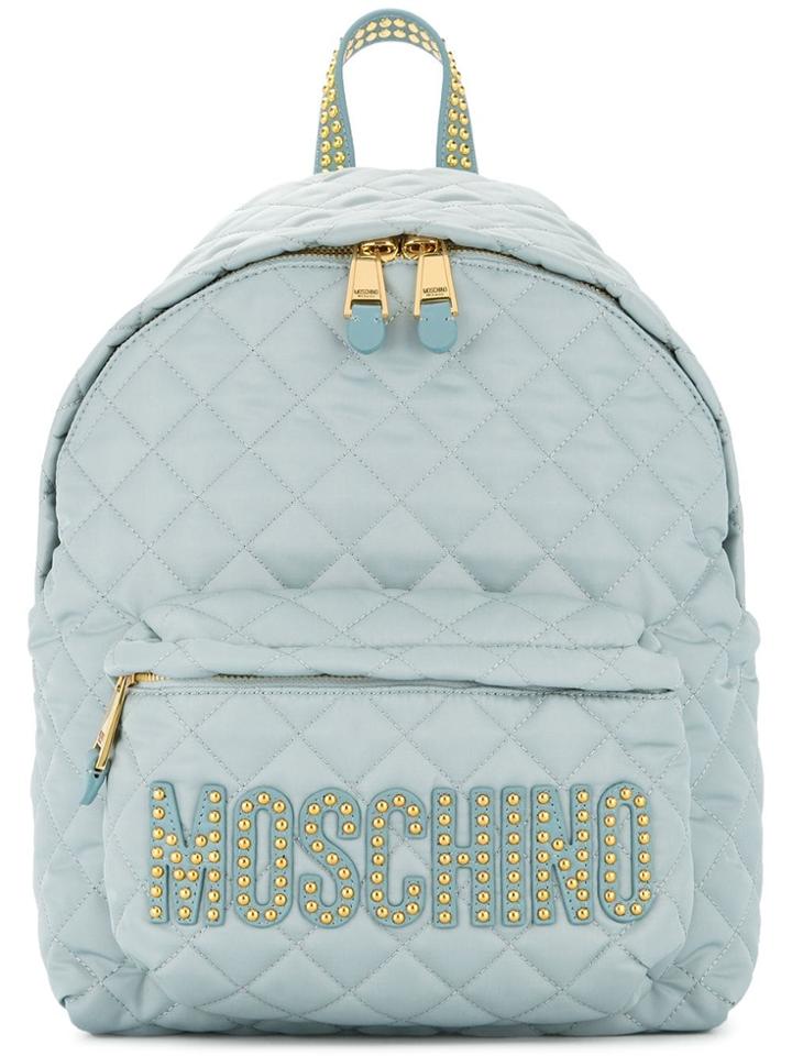 Moschino Quilted Logo Backpack - Blue