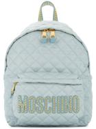 Moschino Quilted Logo Backpack - Blue
