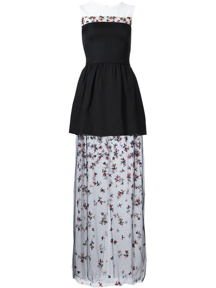 Monique Lhuillier Sheer Embellished Long Dress