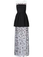 Monique Lhuillier Sheer Embellished Long Dress