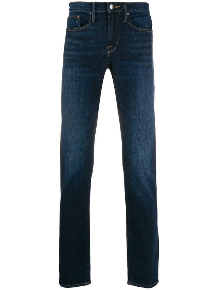 Frame Stonewashed Effect Straight Jeans - Blue
