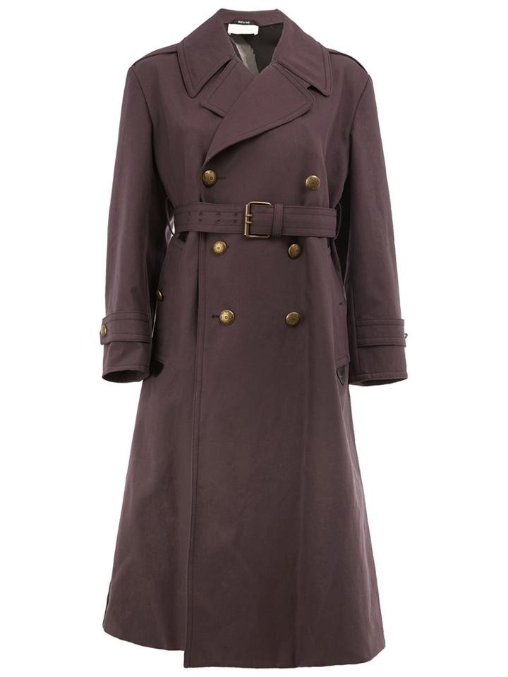 Maison Margiela Belted Trench Coat, Women's, Size: 38, Blue, Cotton