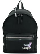 Saint Laurent City Branded Backpack - Black