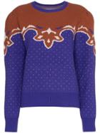 Push Button Polka Dot Knitted Wool Blend Jumper - Brown