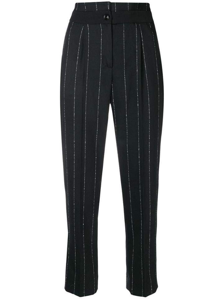 Liu Jo Pinstripe Cropped Trousers - Black