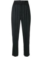 Liu Jo Pinstripe Cropped Trousers - Black