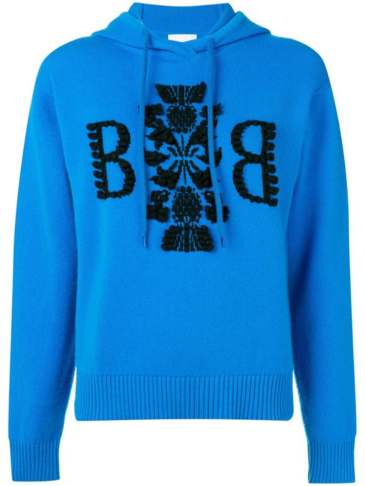 Barrie Cashmere Embroidered Logo Hoodie - Blue