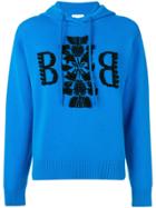 Barrie Cashmere Embroidered Logo Hoodie - Blue