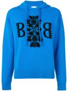 Barrie Cashmere Embroidered Logo Hoodie - Blue