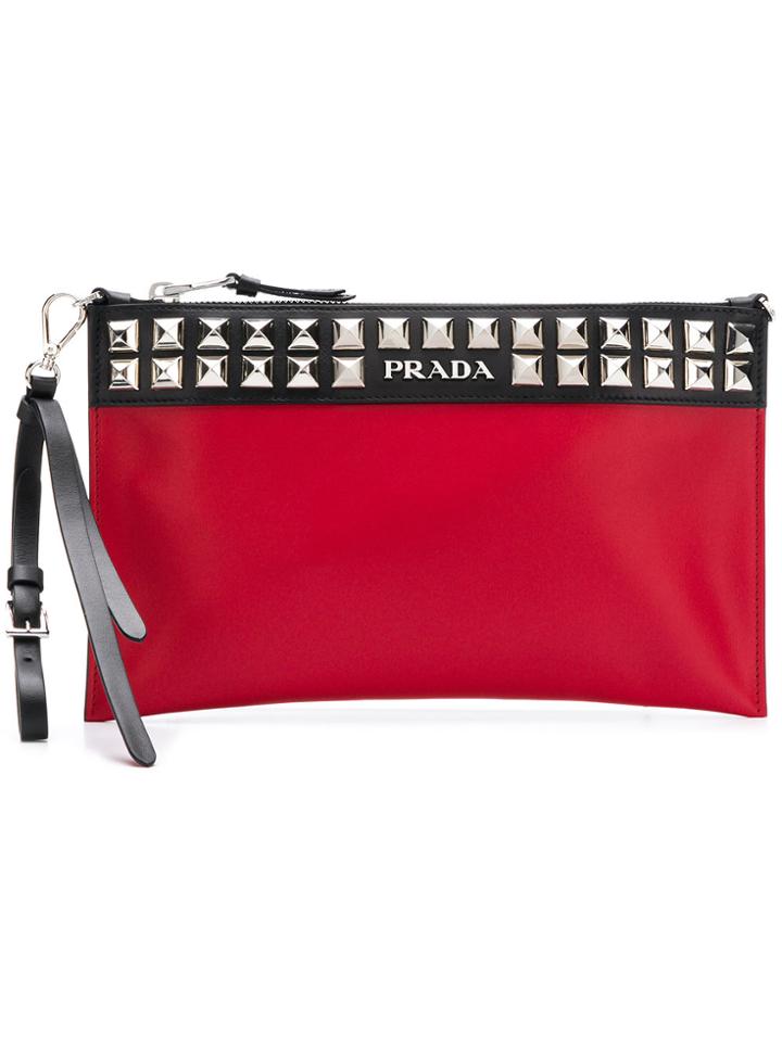 Prada Studded Clutch - Red