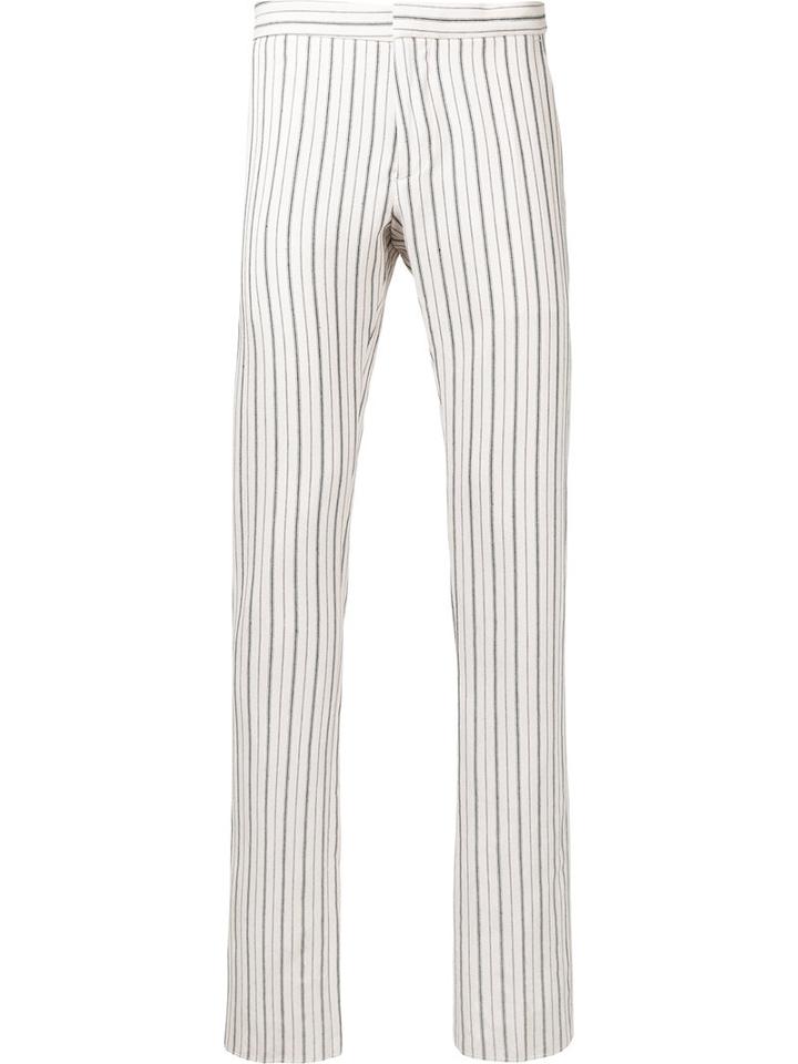 Andrea Pompilio - Striped Skinny Trousers - Men - Cotton/viscose - 48, Nude/neutrals, Cotton/viscose