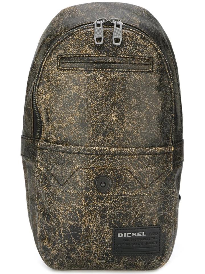 Diesel Distressed Shoulder Bag, Men's, Black, Calf Leather