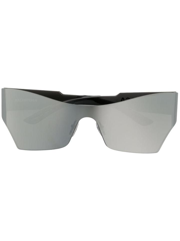 Balenciaga Eyewear Oversized Mirrored Sunglasses - Silver