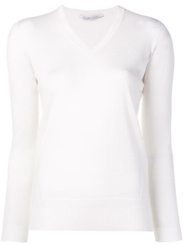 Agnona V-neck Jumper - White