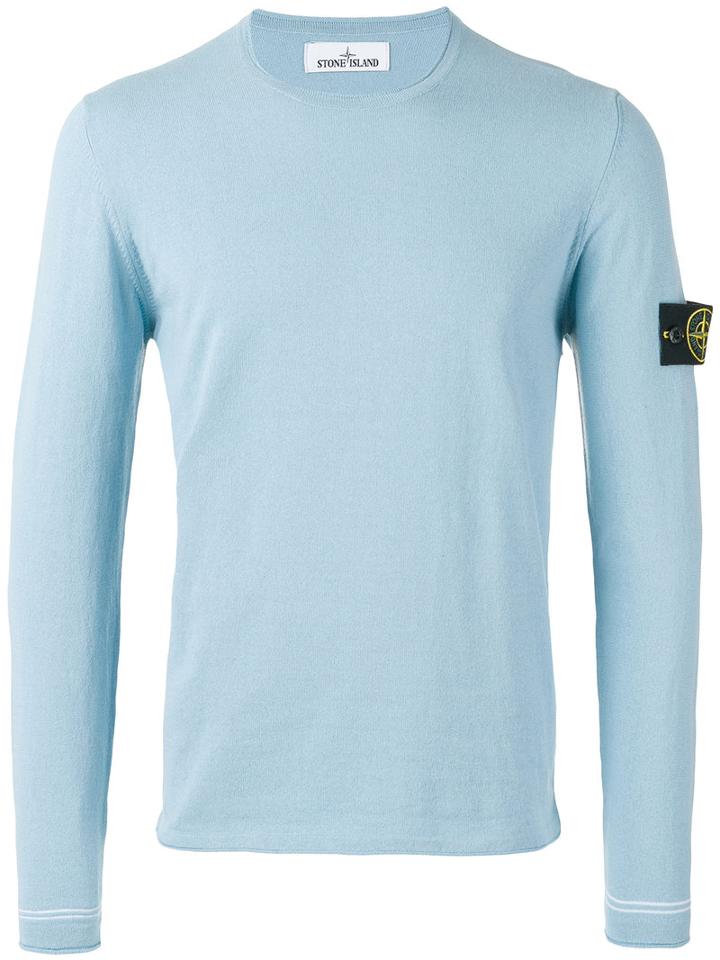 Stone Island - Crew Neck Jumper - Men - Cotton - S, Blue, Cotton