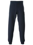 Alexander Mcqueen Skull Patch Track Pants, Men's, Size: Large, Blue, Cotton/polyester/metallic Fibre