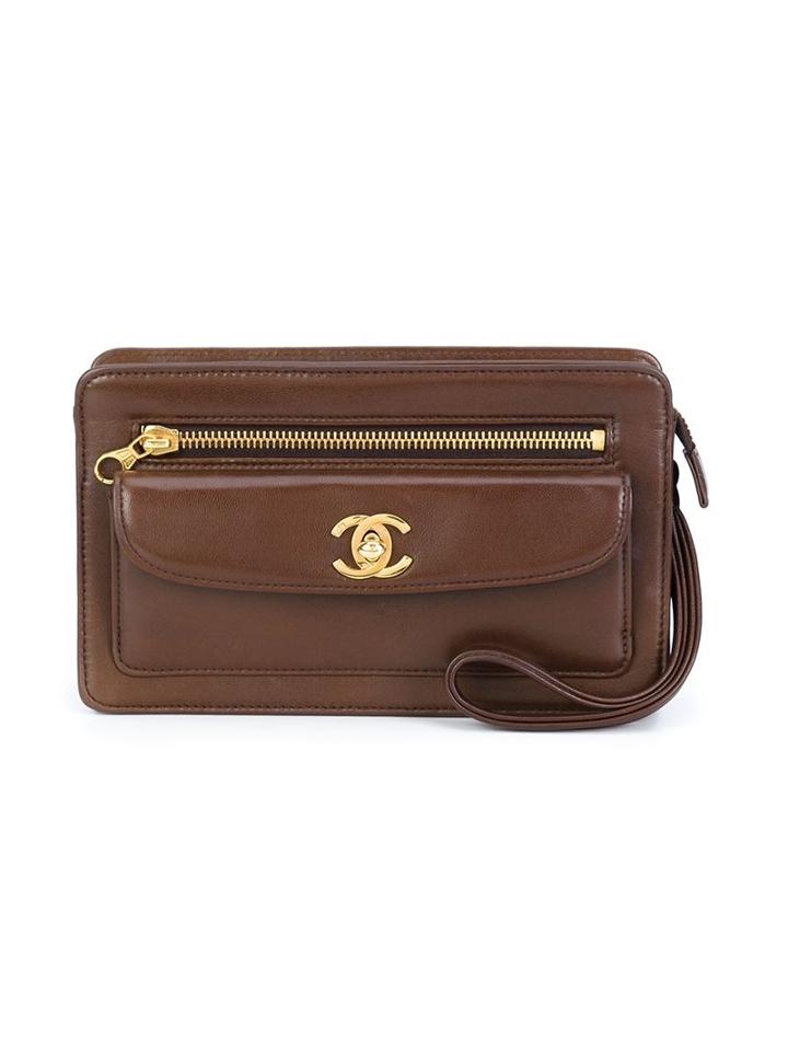 Chanel Vintage Structured Clutch, Women's, Brown