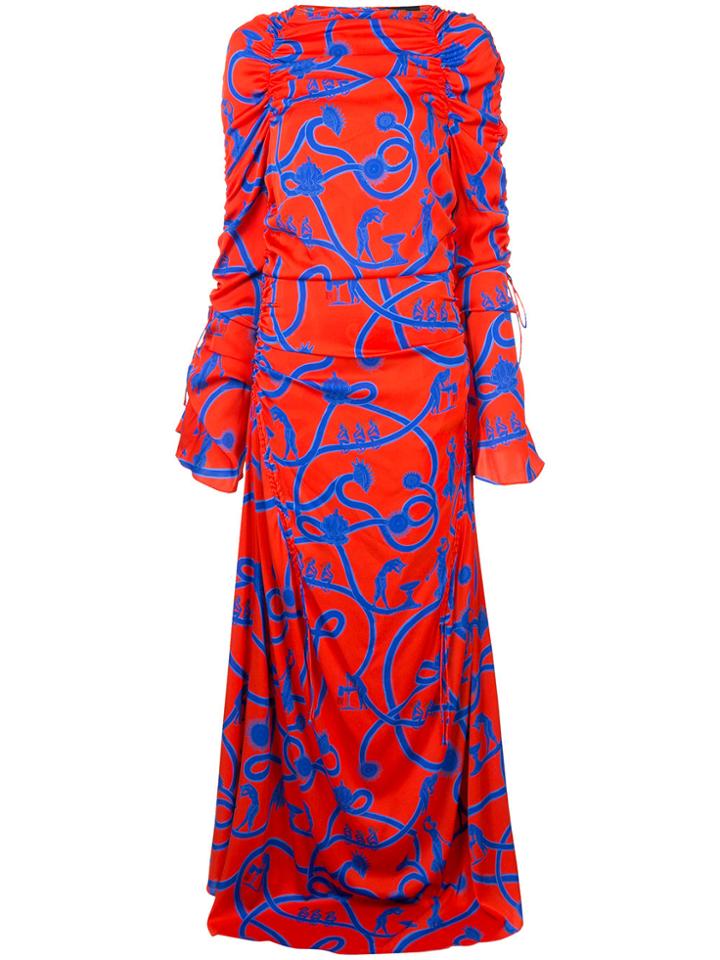 Ellery Long Printed Dress - Red