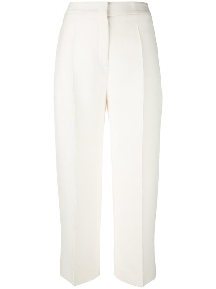 Fendi - Cropped Flared Trousers - Women - Silk/wool - 40, Nude/neutrals, Silk/wool