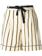 Roberto Collina - Striped Tailored Shorts - Women - Cotton/viscose - M, Yellow/orange, Cotton/viscose