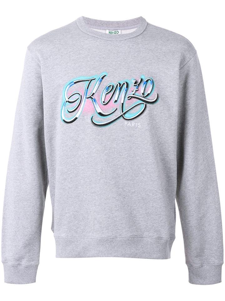 Kenzo - Embroidered Logo Sweatshirt - Men - Cotton - L, Grey, Cotton
