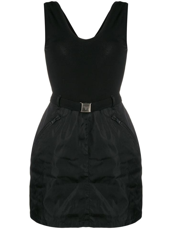 Prada Vintage 1990's Belted A-line Dress - Black