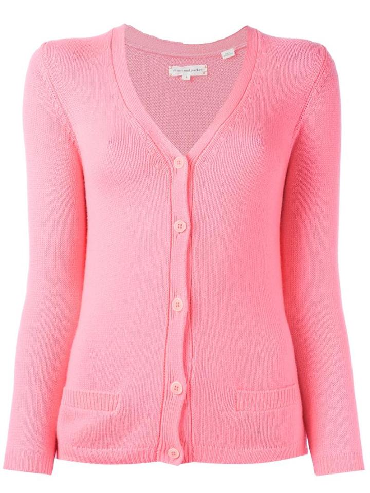 Chinti And Parker V-neck Cardigan, Women's, Size: Xl, Pink/purple, Cashmere