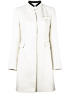 Akris Punto Contrast Collar Coat, Women's, Size: 38, White, Polyester/polyurethane/viscose/wool