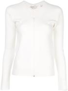 Vince Zipped V-neck Cardigan - White