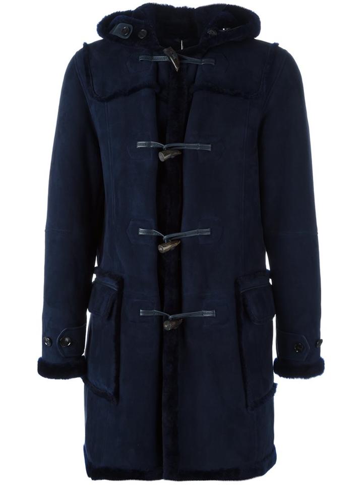 Liska Shearling Duffle Coat, Men's, Size: 48, Blue, Lamb Skin/lamb Fur