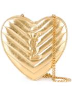 Saint Laurent Small 'love Heart' Chain Bag, Women's, Grey