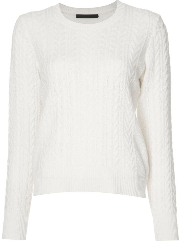 Jenni Kayne Cable Knit Sweater, Women's, Size: Small, White, Cashmere