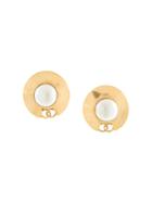 Chanel Pre-owned Faux Pearl Cc Earrings - Gold