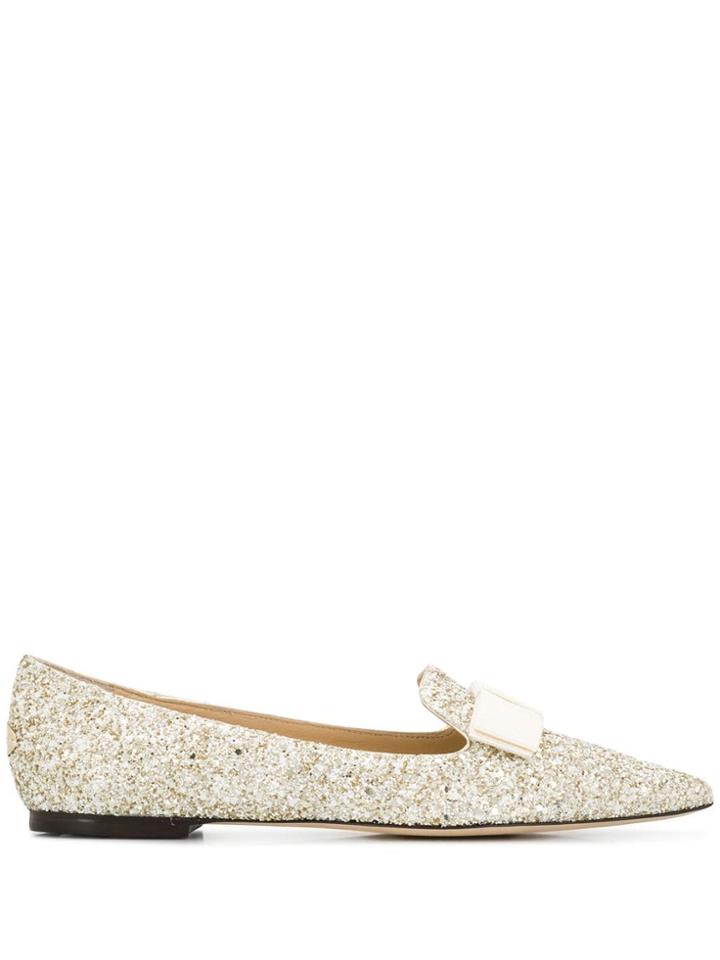 Jimmy Choo Gala Glitter Ballerina Flats - Gold