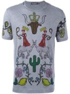 Dolce & Gabbana Western Print T-shirt, Men's, Size: 46, Grey, Cotton