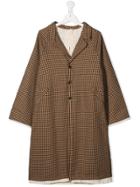 Little Creative Factory Kids Teen Houndstooth Coat - Brown